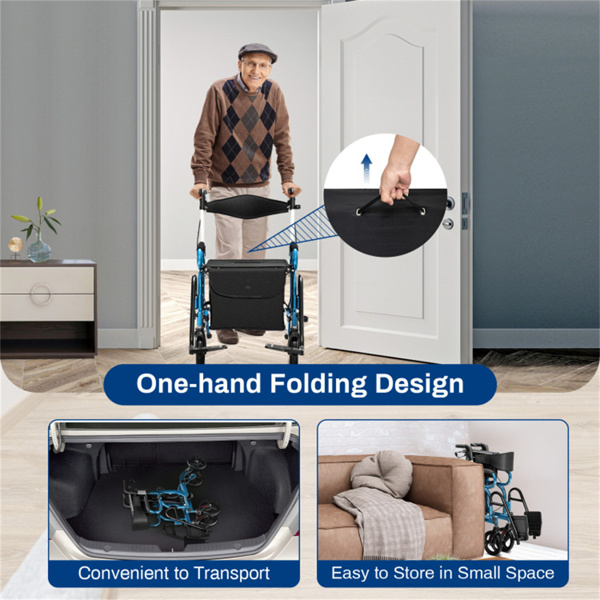 Practical Folding Rolling Walker Transport Wheelchair 