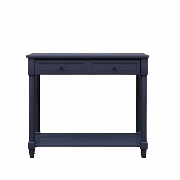 2-Tier Console Table with 2 Drawers， Console Tables for Entryway, Sofa Table with Storage Shelves, Entryway Table Behind Sofa Couch, for Living Room, Kitchen, Black