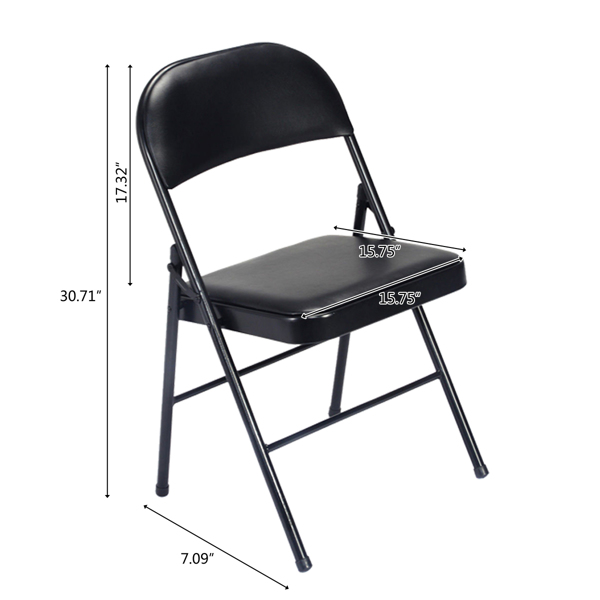 【Old Code：33457557】4pcs Elegant Foldable Iron & PVC Chairs for Convention & Exhibition Black