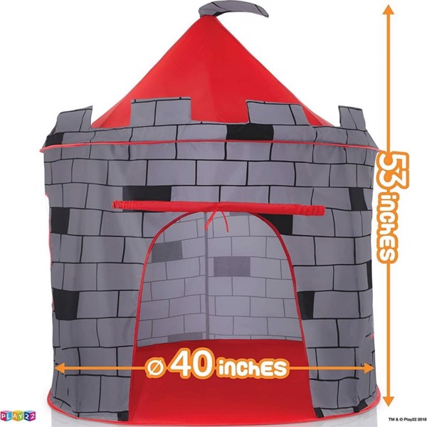 Kids Knight Castle Play Tent with 100 Pit Balls, Pop-up Play Tent with Storage Pocket