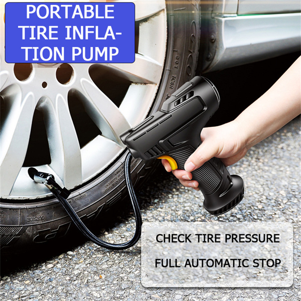 1PC 4000mAh 150PSI Inflator Pump - Portable Car Air Compressor Inflator Wireless and Wired Handheld Pump with LED Light -120W Black