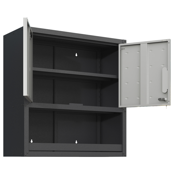 Metal Wall-Mounted Tool Storage Cabinet with Locking Door and 1 Shelf 1 Opened Drawer for Garage Warehouse,Office,Assembly Required