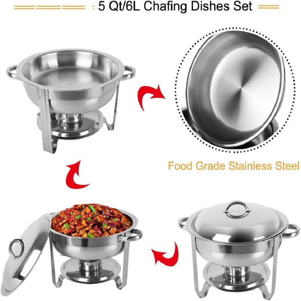 【Product have Logo】5L-1*4 Single Basin Four Set Stainless Steel Round Buffet Stove