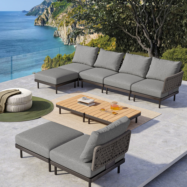 85.9 Wide Patio Outdoor Sofa and Adjustable Recliner