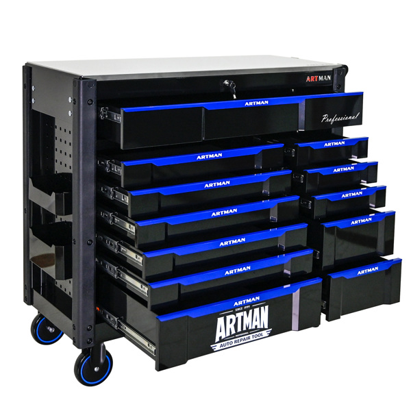 12-Layer Drawer Multi-Purpose Tool Car, With Wheels, Iron Top