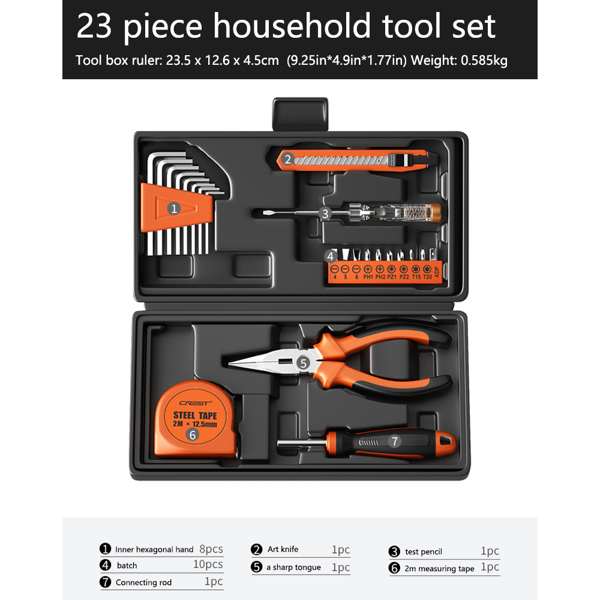 Household Toolbox Set, Daily Maintenance Hardware Wrench, Screwdriver, Pliers Complete Set