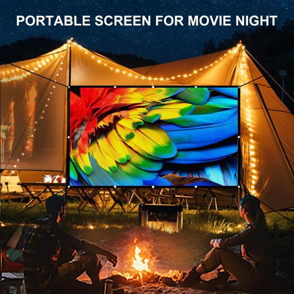 60-120 "portable foldable HD anti-wrinkle projection screen, movie projection screen 16:9 indoor and outdoor projection double-sided video projection screen for home theater, parties, offices, classro