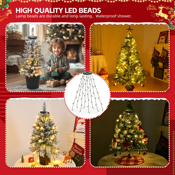 60cm Christmas Tree Lights with Ring, 48 LED Xmas String Lights with Warm Light and 8 Modes and Remote Control for Christmas Party Decorations