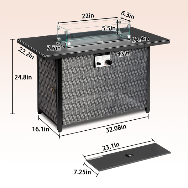  43-inch fire table