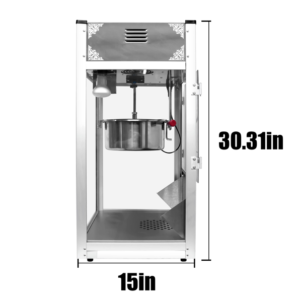  Commercial Popcorn Machine, 12 Oz Kettle, 1440 W Countertop Popcorn Maker for 80 Cups per Batch, Theater Style Popper with 3-Switch Control Steel Frame Tempered Glass Doors 1 Scoop 2 Spoons, Red 