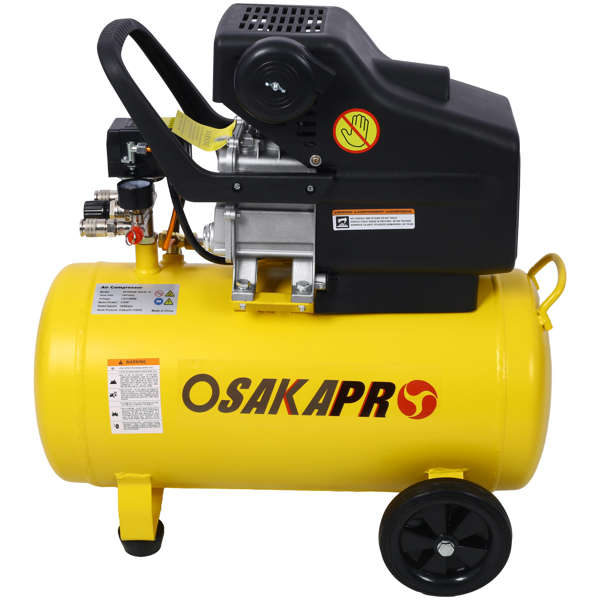 3.5HP Portable 10 Gallons Oil-Lubricated Air Compressor Tank Ultra Quiet Horizontal Tank Adjustable Pressure with Built-in Wheel