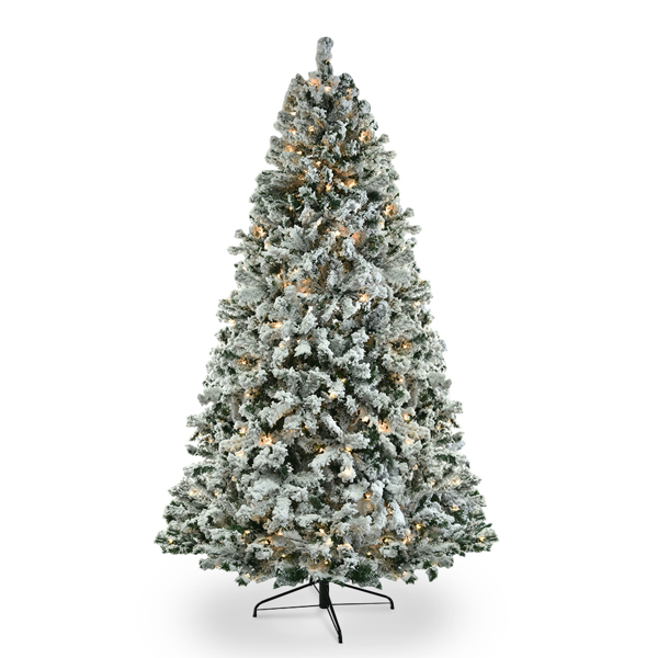 6 FT Pre-lit Snow Flocked Christmas Tree, Artificial Hinged Xmas Pine Tree with 800 Branch Tips, 300 Lights and Remote Control for Holiday Party Office Home, Snowy Green