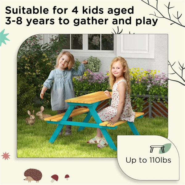 Wooden outdoor children's picnic table