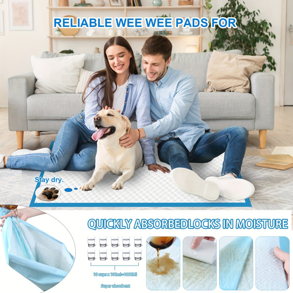 Puppy Pee Pads 24"x24"-100 Count | Dog Pee Training Pads Super Absorbent & Leak-Proof | Disposable Pet Piddle and Potty Pads for Puppies | Dogs | Doggie| Cats | Rabbits