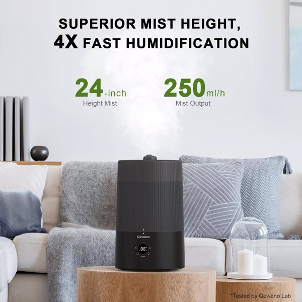 4L Top Fill Ultrasonic Cool Mist Humidifiers for Bedroom, with Oil Diffuser and Nightlight, for Baby Nursery & Plants, for Large Room, Lasts Up to 50 Hours, Auto Shut-Off