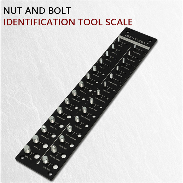 Black Screw and Nut Thread Detector Screw Measuring Gauge - Bolt and Nut Identifier Gauge with Inch and Centimeter Scales, Solid Aluminum Bolt Size and Thread Gauge