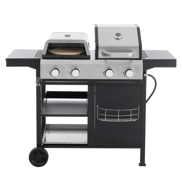 2+2 Multi-function Burner Gas Grill and Griddle Combo with Cover for Outdoor Cooking While Camping or Tailgating - BBQ,FRYING,PIZZA.