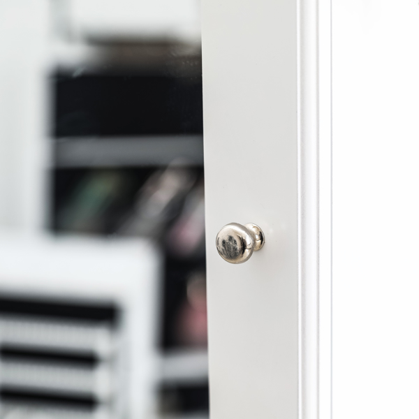 360 Degree Rotation Full-Body Mirror Cabinet PVC Film Moisture-Proof Dressing Mirror Cabinet Super Storage Jewelry Storage Mirror Cabinet White