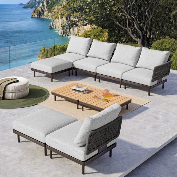 85.9 Wide Patio Outdoor Sofa and Adjustable Recliner