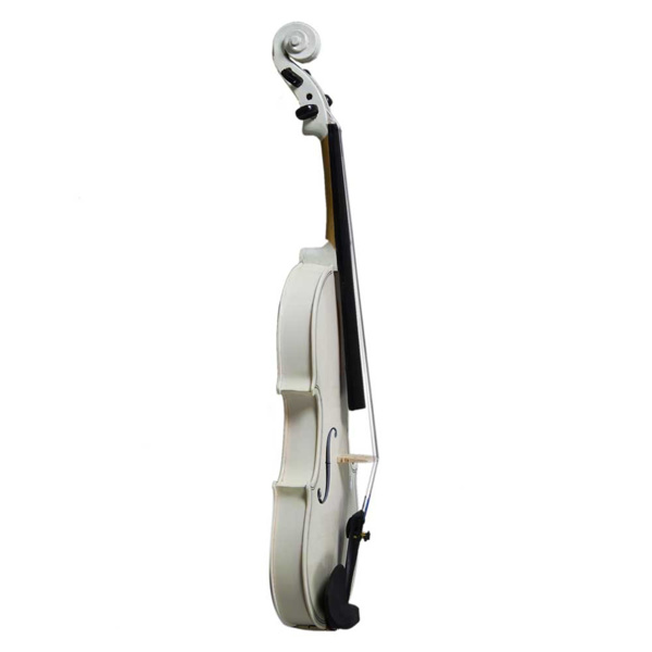 Glarry GV100 4/4 Acoustic Violin Case Bow Rosin Strings Tuner Shoulder Rest White