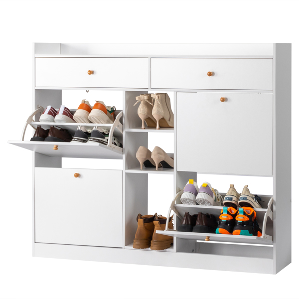 FCH 4 Drawers 2 Drawers with Top Baffle Shoe Cabinet Particle Board 128*25*107cm White