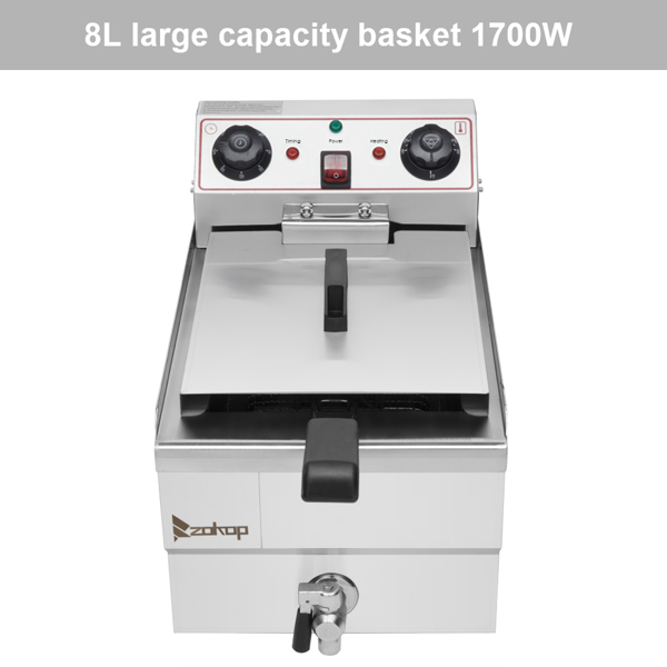 【Replace the old encoding 66757236】EH101V 8.5QT/8L Total Capacity 12.5qt/11.8l Stainless Steel Faucet Single Tank Deep Fryer 1700W Max (8L Large Fryer Blue / Large Handle) 