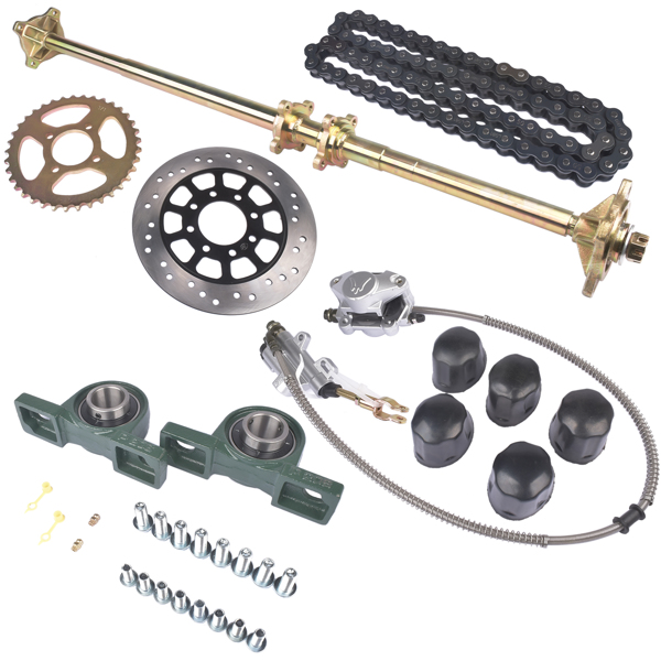 Rear Live Axle Kit 44" w/ Brake Assembly Chain Sprocket for Go Kart Quad ATV