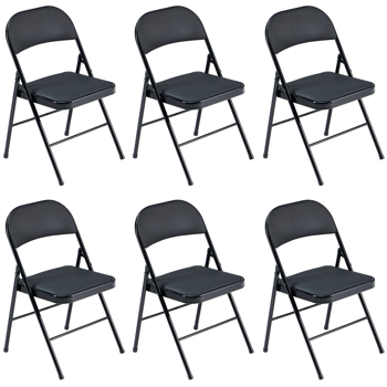 【Old Code：21983178】6pcs Elegant Foldable Iron & PVC Chairs for Convention & Exhibition Black 