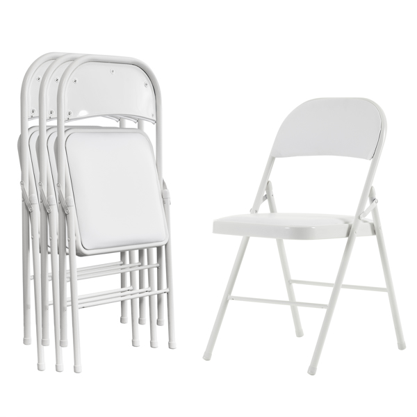 【Old Code：33292149】4pcs Elegant Foldable Iron & PVC Chairs for Convention & Exhibition White