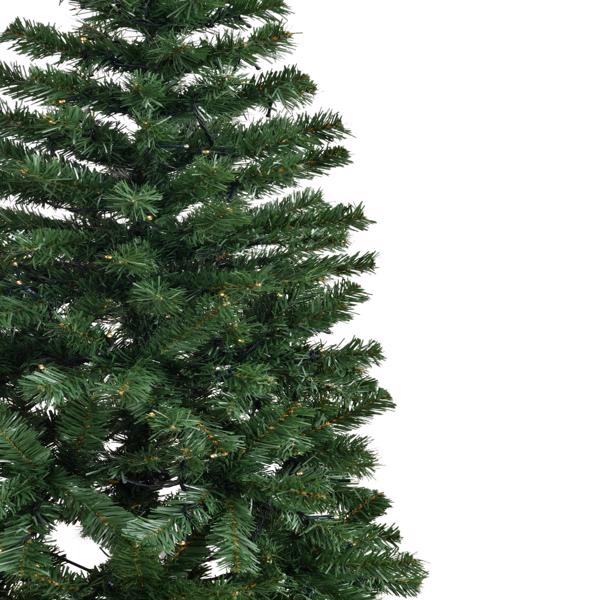  6 FT Pre-lit Artificial Pencil Christmas Tree, Hinged Xmas Pine Tree with 400 Branch Tips, 210 Lights and Remote Control for Holiday Party Office Home, Green