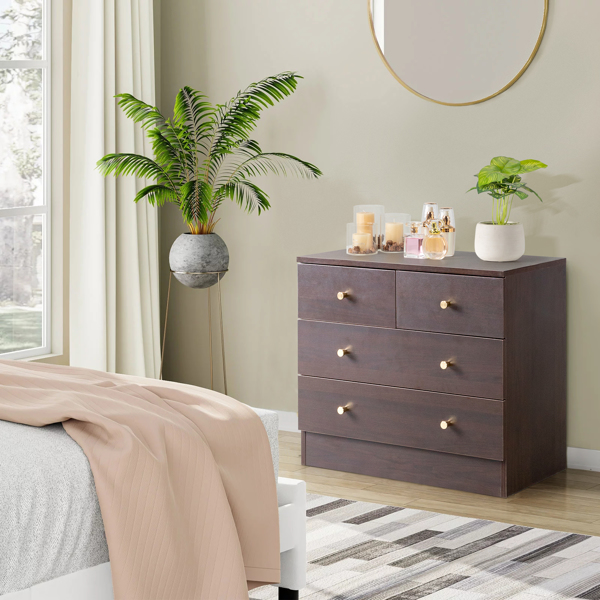 Modern Simple 4-Drawer Dresser Nightstand Brown