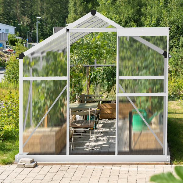 6x10ft Hybrid Polycarbonate Greenhouse Silver