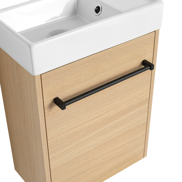 16'' Floating Wall-Mounted Bathroom Vanity with Ceramic Sink & Soft-Close Cabinet Door, For Small Bathroom