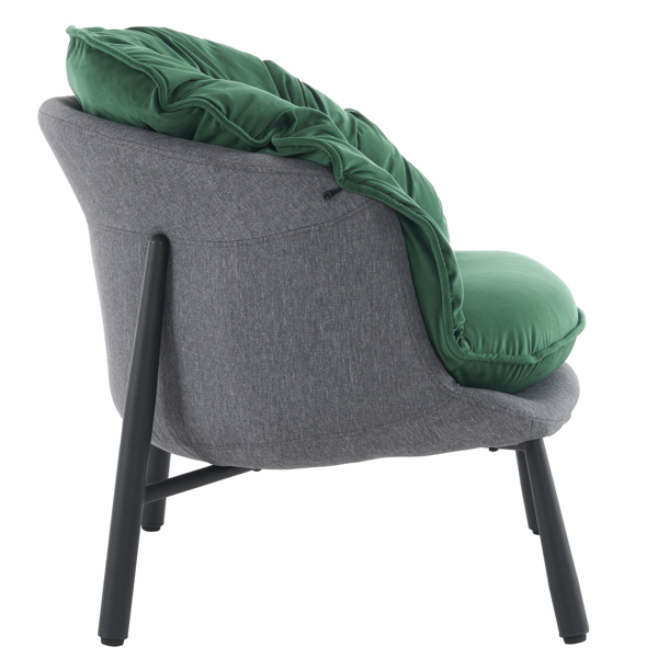 Velvet Accent Chair Barrel Chair with Metal Legs Modern Comfy Armchair Accent Reading Chair for Living Room, Bedroom, Study Room, Home Office Green