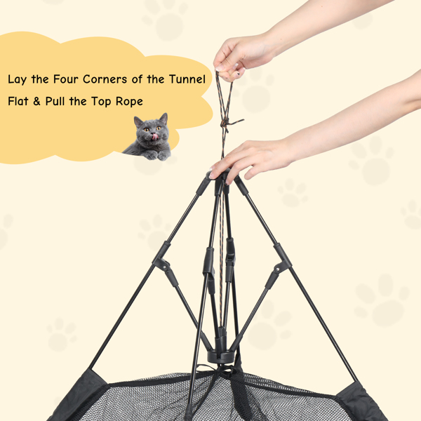 Outdoor Cat Play Tent with Tunnel, Portable Cat Playhouse for Indoor Outdoor, Cat Playpen Enclosed for Cats Rabbits and Small Animals, Yellow