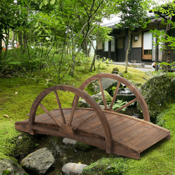 3.3ft Wooden Garden，Bridge Arc Footbridge 