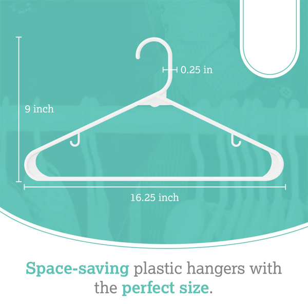 60-Pack Plastic Clothes Hangers - Heavy Duty Adult Hangers. Standard Design For Clothes. Space Saving & Durable. Ideal For Shirts, Dresses, Coats.Plastic Hangers. Flexible & Versatile For All Clothing