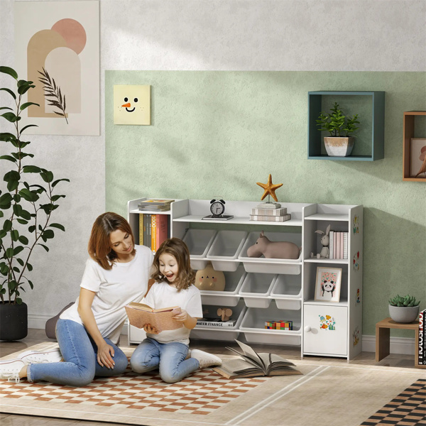 White multifunctional bookshelf for children