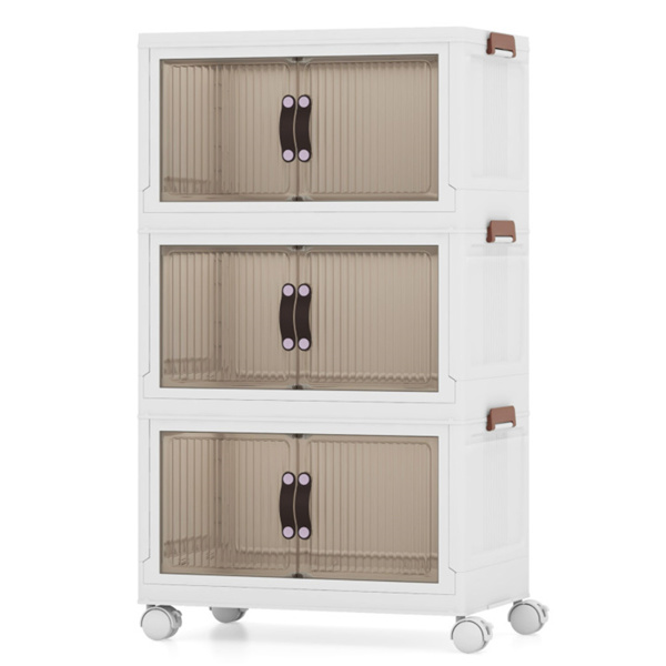 Stackable Storage Boxes Bins with  Lockable Casters 19" x 12“ x 34”