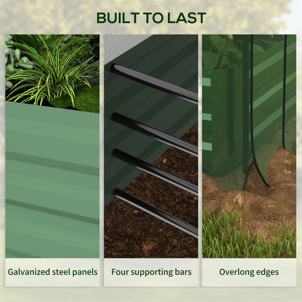 Green Raised Garden Bed with Crop Cage and Shade Cloth 90.5" W x 43.25" D x 43.25" H