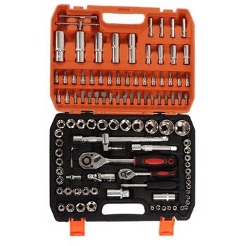 108 Pieces Mechanical Repair Tools Impact Socket Assortment Kit Ratchet and Hex Wrenches Screwdriver Bits