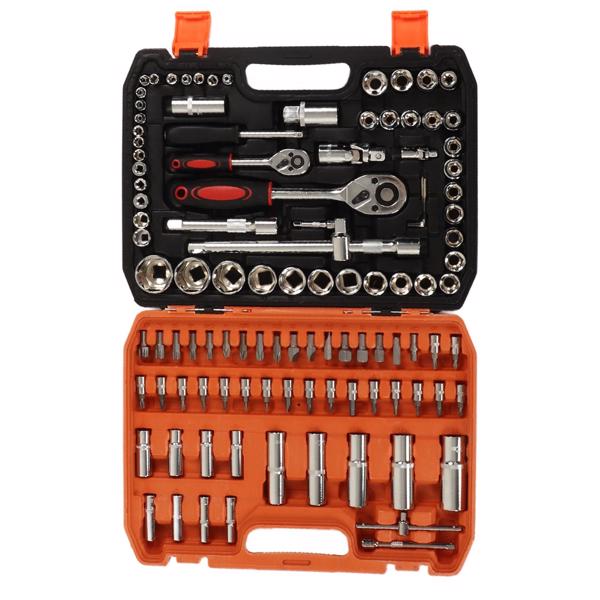 108 Pieces Mechanical Repair Tools Impact Socket Assortment Kit Ratchet and Hex Wrenches Screwdriver Bits