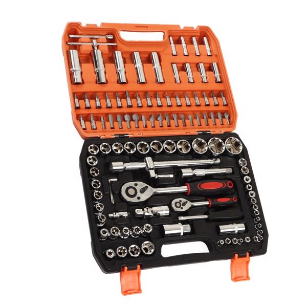 108 Pieces Mechanical Repair Tools Impact Socket Assortment Kit Ratchet and Hex Wrenches Screwdriver Bits