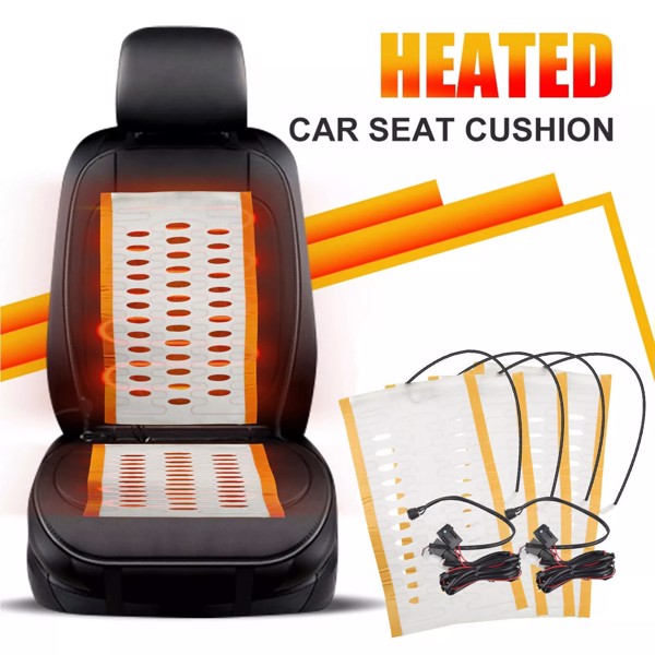 12V Universal Seats Composite Fiber Heated Seat Heater Pad Kit Car Cushion Switch