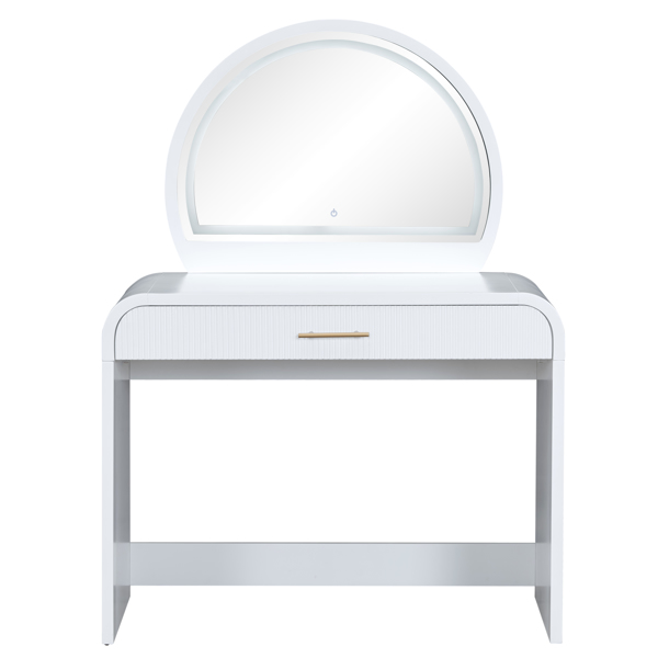 39" Makeup Vanity Table with Mirror Touch Screen Lighted Mirror, Dressing Table with Drawer for Bedroom, White