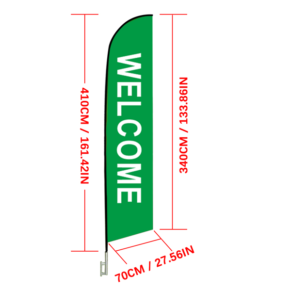 4-Piece Advertising Flagpole Stand Open Feather Flags w/Pole Kit 4 Banner Flags 4 Poles 4Ground Stakes for Business