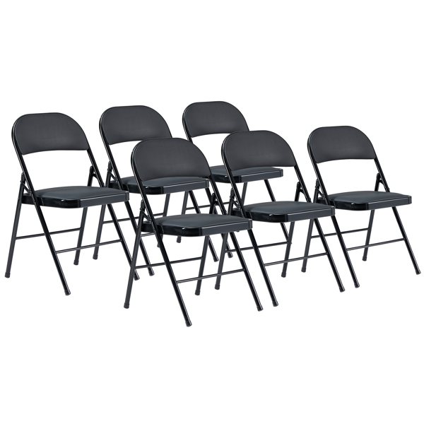 【Old Code：21983178】6pcs Elegant Foldable Iron & PVC Chairs for Convention & Exhibition Black 