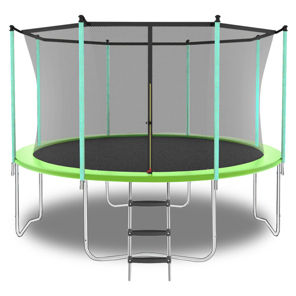 8ft Green Outdoor Toddler Trampoline with Enclosure Safety Net Jumping Fun Trampoline, heavy-duty jump pads, spring-loaded for children and adults, Gifts for Boys/Girls