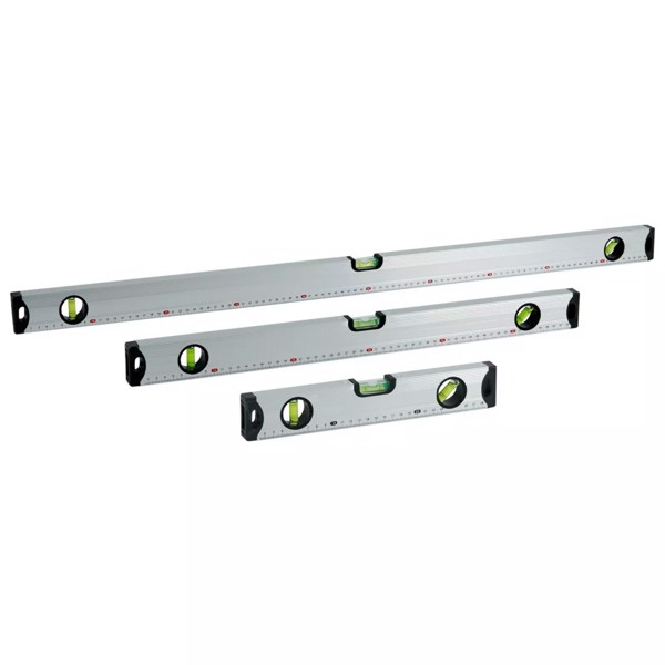 SILVER MAGNETIC 3 PIECE BUILDERS BUILDING SPIRIT LEVEL SET - 300, 600, 1000mm