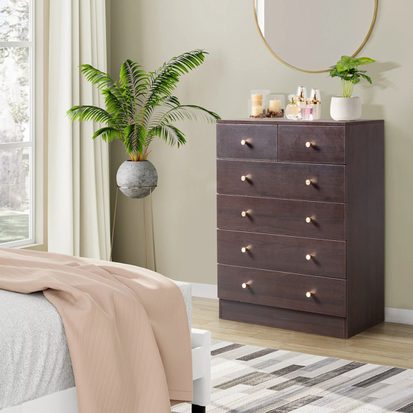 Modern Simple 6-Drawer Dresser Brown